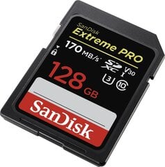 Карта памяти SanDisk Extreme Pro SDXC 128 ГБ 170/90 МБ/с V30 U3 4K (SDSDXXY-128G-GN4IN) цена и информация | Карты памяти для фотоаппаратов | hansapost.ee