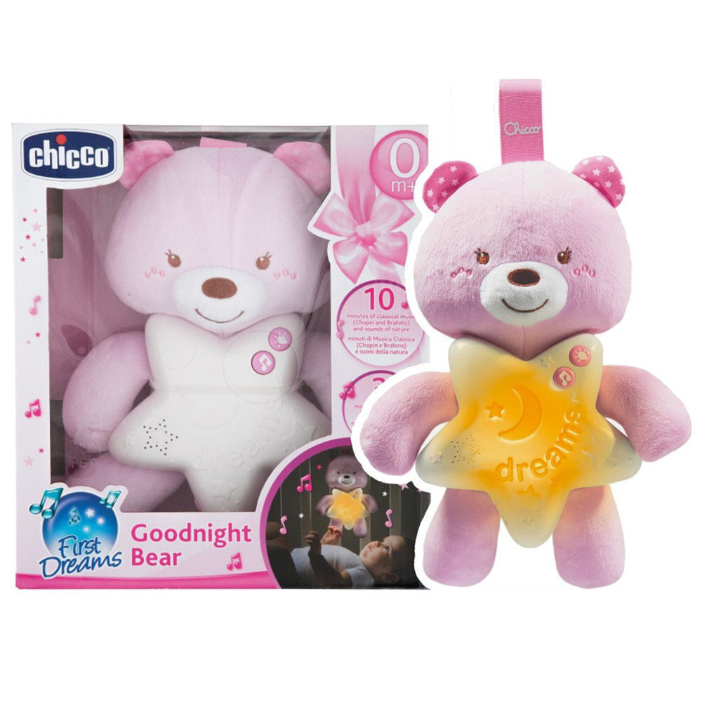 Helendav mängukaru Chicco Goodnight Bear First Dreams, roosa hind ja info | Beebide mänguasjad | hansapost.ee