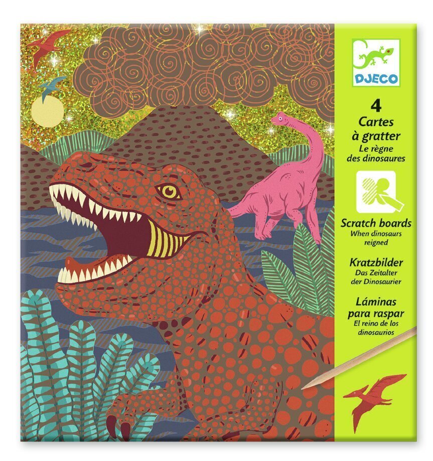 Kraapimispildid - Dinosaurused, Djeco DJ09726 цена и информация | Kunstitarbed, voolimise tarvikud | hansapost.ee