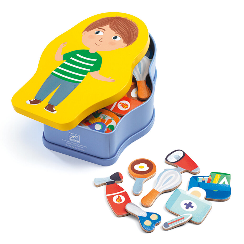 Puidust magnetid ja metallkarp ametitega Djeco, DJ03086 цена и информация | Arendavad laste mänguasjad | hansapost.ee