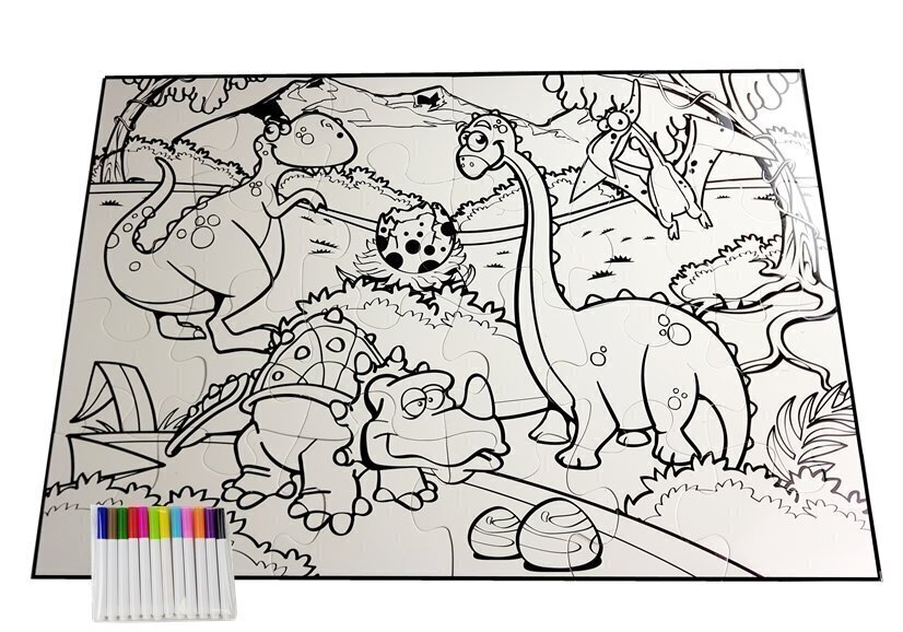 Värvitav pusle Dinosaurused, 24 o. hind ja info | Arendavad laste mänguasjad | hansapost.ee