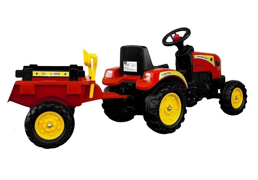 Minitraktor haagisega Branson 135 cm, punane цена и информация | Mänguasjad poistele | hansapost.ee