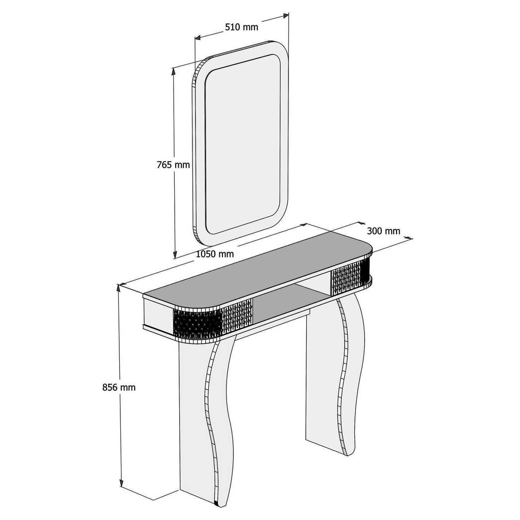 Laua ja peegli komplekt Kalune Design 845, valge/pruun цена и информация | Meigilauad | hansapost.ee