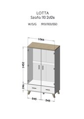 Шкаф Cama Meble Lotta 2D2S, белый/дубовый цена и информация | Cama Meble Мебель для спальни | hansapost.ee