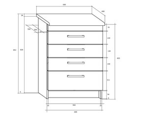 Кухонный шкаф  Milo S60/4SZ, дуб цена и информация | Кухонные шкафчики | hansapost.ee