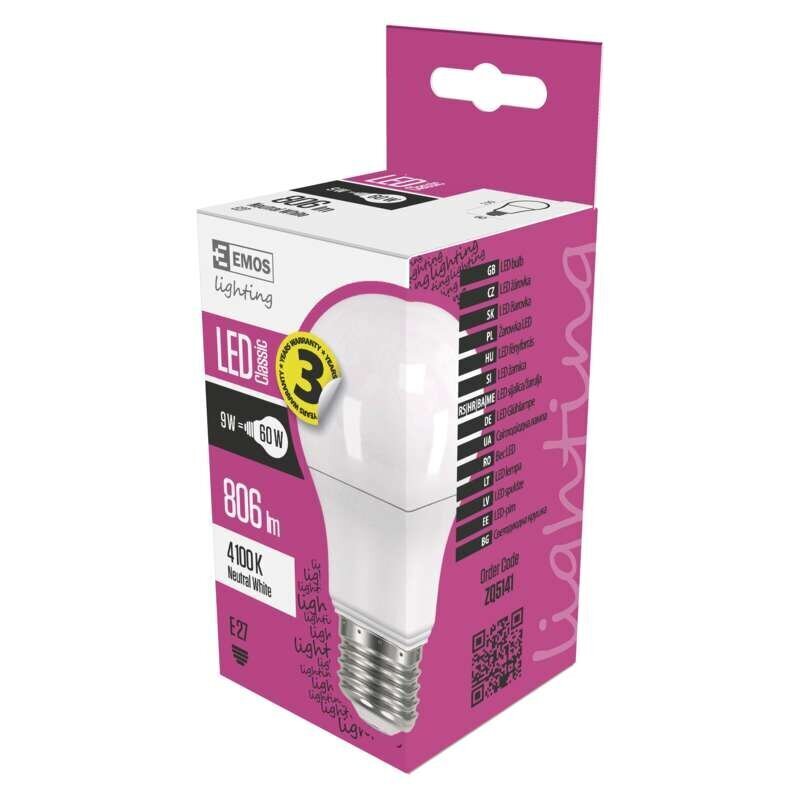 LED pirn EMOS A60 9W E27 NW цена и информация | Lambipirnid ja LED-pirnid | hansapost.ee