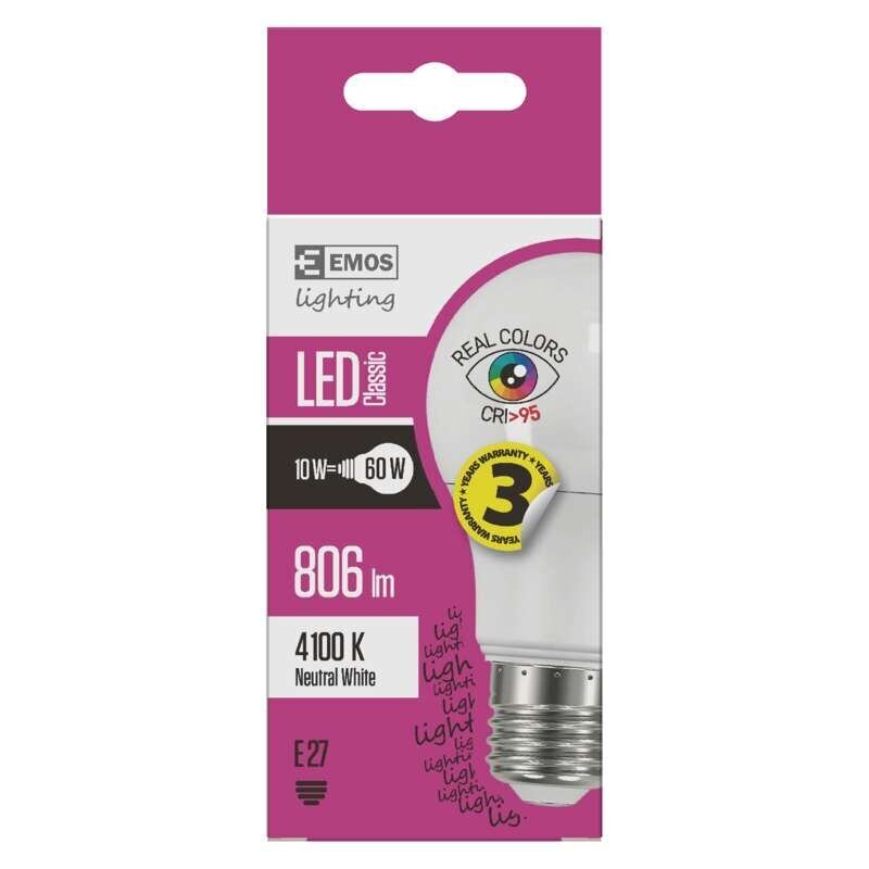 LED pirn EMOS A60 10W E27 NW Ra95 hind ja info | Lambipirnid ja LED-pirnid | hansapost.ee