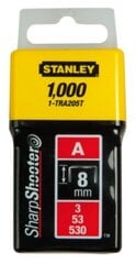 Klambrid Stanley 1-TRA205T, 8 mm 1000 tk, A-tüüpi hind ja info | Käsitööriistad | hansapost.ee