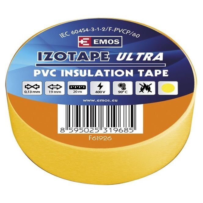 PVC isoleerteip IZOTAPE ULTRA 19/20 kollane цена и информация | Käsitööriistad | hansapost.ee