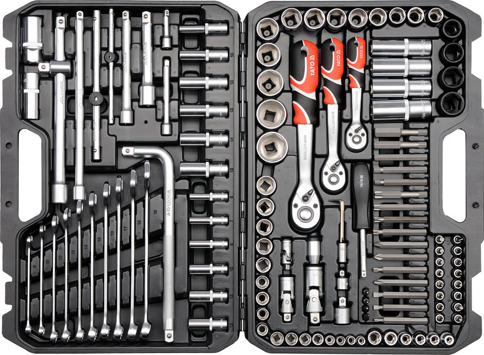 Tööriistakomplekt 128 tk 1/2 3/8 1/4 CrV Yato YT-38872 hind ja info | Käsitööriistad | hansapost.ee