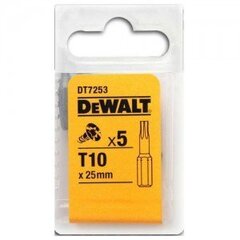 Набор поворотных насадок Dewalt Torx 25mm T10 - DT7253, 5 шт. цена и информация | Механические инструменты | hansapost.ee