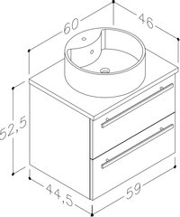 Vannitoakapp valamu ja lauaga 60 cm, valge II hind ja info | Vannitoakapid | hansapost.ee