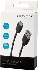 Välgulaadimiskaabel Forever USB-C, 1 m, must цена и информация | Кабели для телефонов | hansapost.ee