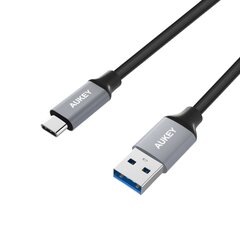 USB-kaabel Aukey LLTS101712, USB-C - USB 3.0, punutud, nailon, 1 m, must цена и информация | Aukey Мобильные телефоны, Фото и Видео | hansapost.ee
