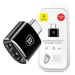 Baseuse USB-C-tüüpi USB-adapter 2.4A (must) hind ja info | Mobiiltelefonide kaablid | hansapost.ee