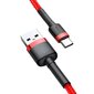 Välgulaadimiskaabel Baseus Cafule CATKLF-C09 USB-C, 3A / PD / QC 3.0 / 200 cm, punane цена и информация | Mobiiltelefonide kaablid | hansapost.ee