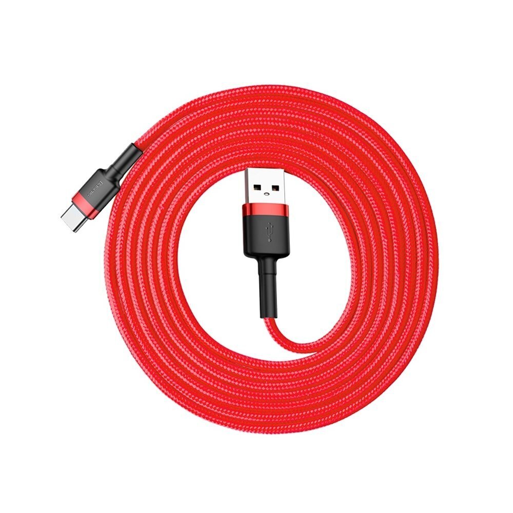 Välgulaadimiskaabel Baseus Cafule CATKLF-C09 USB-C, 3A / PD / QC 3.0 / 200 cm, punane hind ja info | Mobiiltelefonide kaablid | hansapost.ee