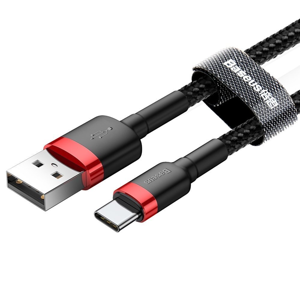 Välgulaadimiskaabel Baseus Cafule CATKLF-C91 USB-C, 3A / PD / QC 3.0 / 200 cm, must hind ja info | Mobiiltelefonide kaablid | hansapost.ee
