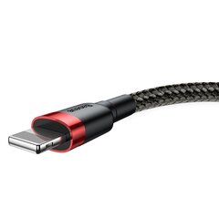 Baseus CALKLF-A19 USB Lightning kaabel 2,4A / 0,5m punane+must hind ja info | Mobiiltelefonide kaablid | hansapost.ee