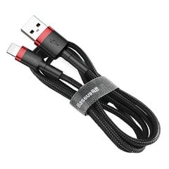 Baseus CALKLF-A19 USB Lightning kaabel 2,4A / 0,5m punane+must hind ja info | Mobiiltelefonide kaablid | hansapost.ee