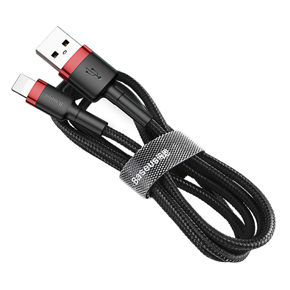 Baseus CALKLF-A19 USB Lightning kaabel 2,4A / 0,5m punane+must цена и информация | Mobiiltelefonide kaablid | hansapost.ee