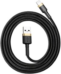 Кабель Baseus USB Durable Nylon Braided Wire Usb / Lightning Qc3.0 2.4A  1м, черный/золотой CALKLF-BV1 цена и информация | Borofone 43757-uniw | hansapost.ee