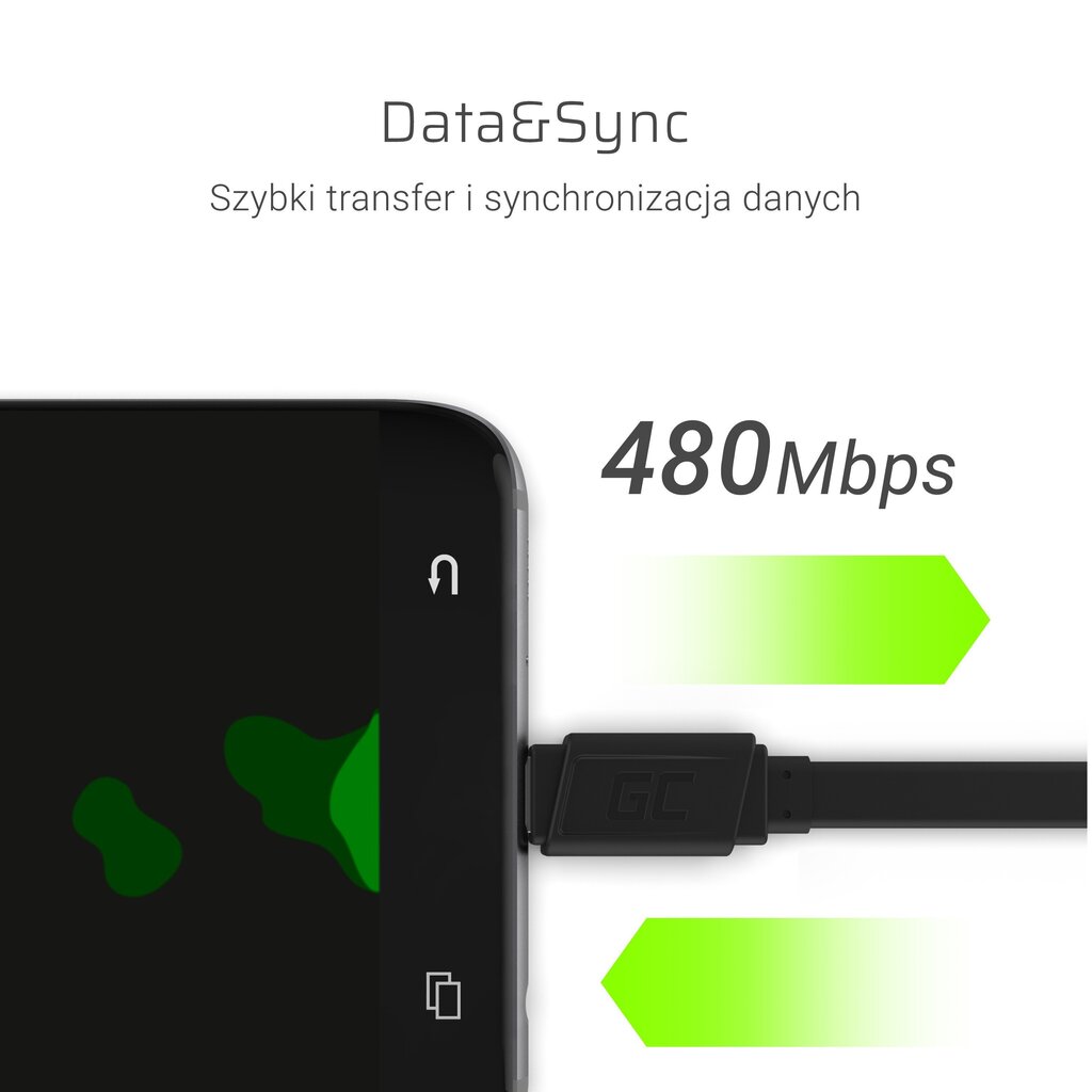 Kiirlaadija Green Cell USB/USB-C, 25 cm цена и информация | Mobiiltelefonide kaablid | hansapost.ee