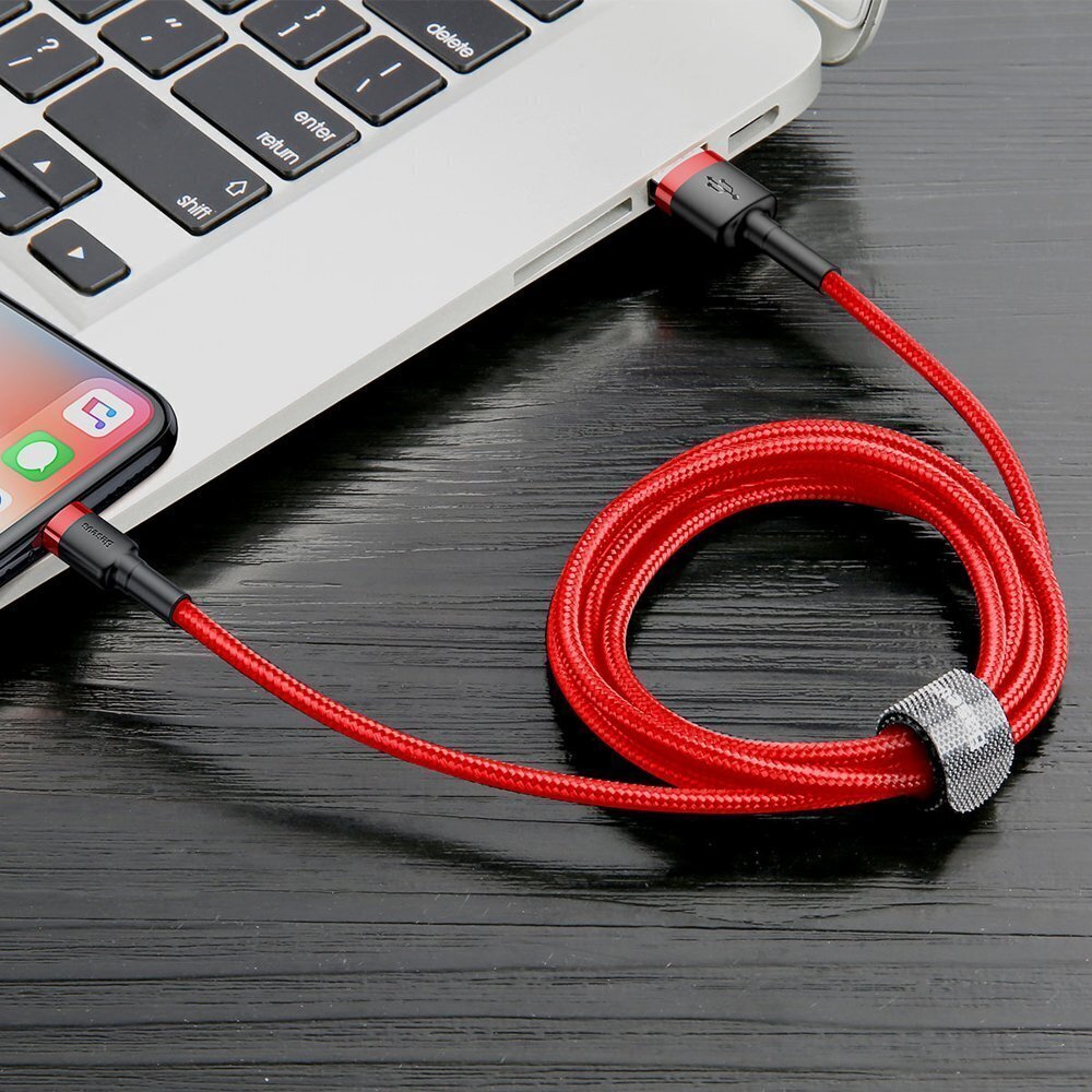 Kaabel Baseus USB Durable Nylon Braided Wire Usb / Lightning Qc3.0 2A 3m, punane CALKLF-R09 цена и информация | Mobiiltelefonide kaablid | hansapost.ee