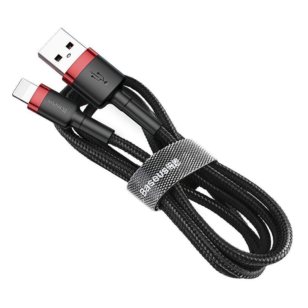 Kaabel Baseus USB Durable Nylon Braided Wire Usb / Lightning Qc3.0 2A 3m, must/punane CALKLF-R91 hind ja info | Mobiiltelefonide kaablid | hansapost.ee