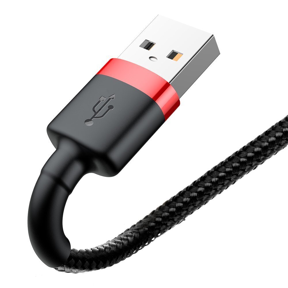 Kaabel Baseus USB Durable Nylon Braided Wire Usb / Lightning Qc3.0 2A 3m, must/punane CALKLF-R91 hind ja info | Mobiiltelefonide kaablid | hansapost.ee