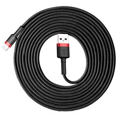 Kaabel Baseus USB Durable Nylon Braided Wire Usb / Lightning Qc3.0 2A 3m, must/punane CALKLF-R91 hind ja info | Baseus Mobiiltelefonid, fotokaamerad, nutiseadmed | hansapost.ee