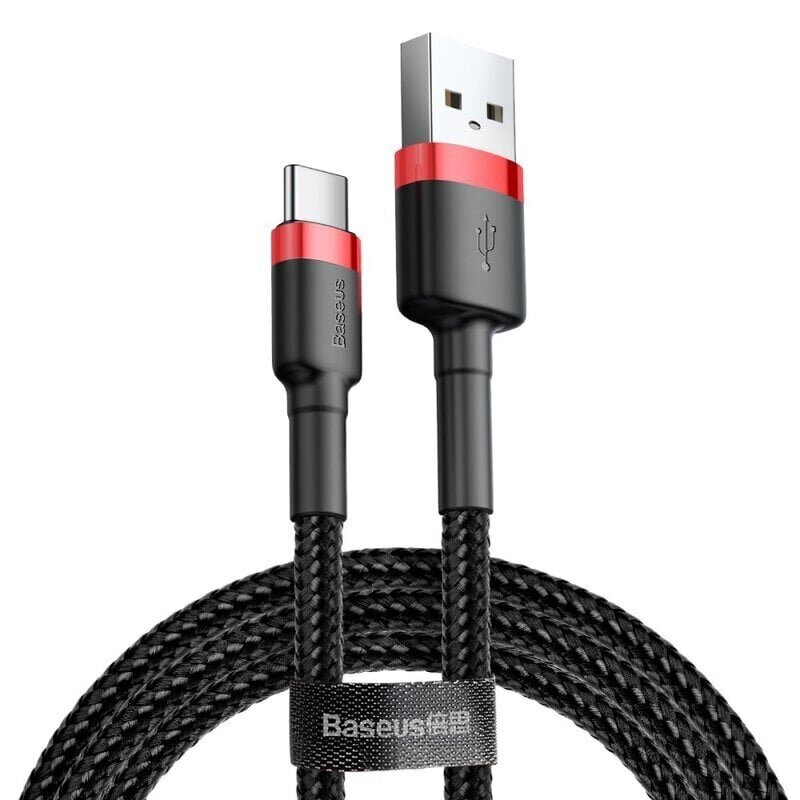 Välgulaadimiskaabel Baseus Cafule CATKLF-U91 USB-C, 3A / PD / QC 3.0 / 300 cm, must hind ja info | Mobiiltelefonide kaablid | hansapost.ee