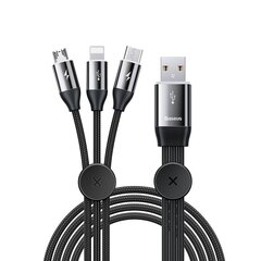 USB кабель Baseus 3W1 USB - Micro USB / Lightning / USB Type, C 3,5 A, 1 м, черный цена и информация | Кабели для телефонов | hansapost.ee