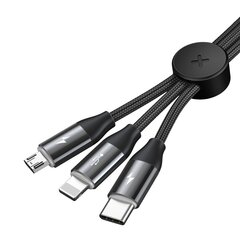 USB kaabel Baseus 3W1 USB - Micro USB / Lightning / Usb Type C 3.5A 1m, must hind ja info | Mobiiltelefonide kaablid | hansapost.ee