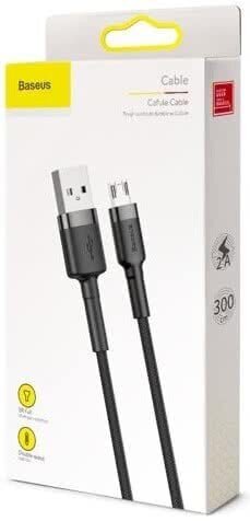 Kaabel Baseus USB Durable Nylon Braided Wire Usb / Micro Usb 2A 3m, must/hall (Camklf-Hg1) hind ja info | Mobiiltelefonide kaablid | hansapost.ee