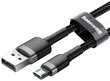 Kaabel Baseus USB Durable Nylon Braided Wire Usb / Micro Usb 2A 3m, must/hall (Camklf-Hg1) цена и информация | Mobiiltelefonide kaablid | hansapost.ee