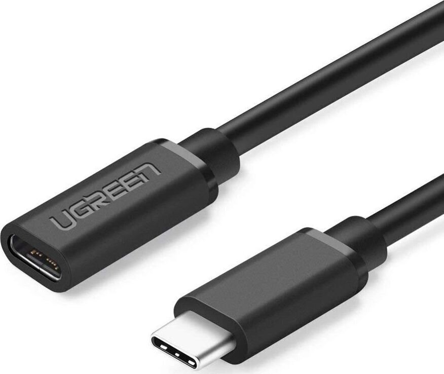 Pikenduskaabel USB Ugreen Type C 3.1 (female) - USB Type C 3.1 (male) 0,5 m, must (40574) hind ja info | Mobiiltelefonide kaablid | hansapost.ee
