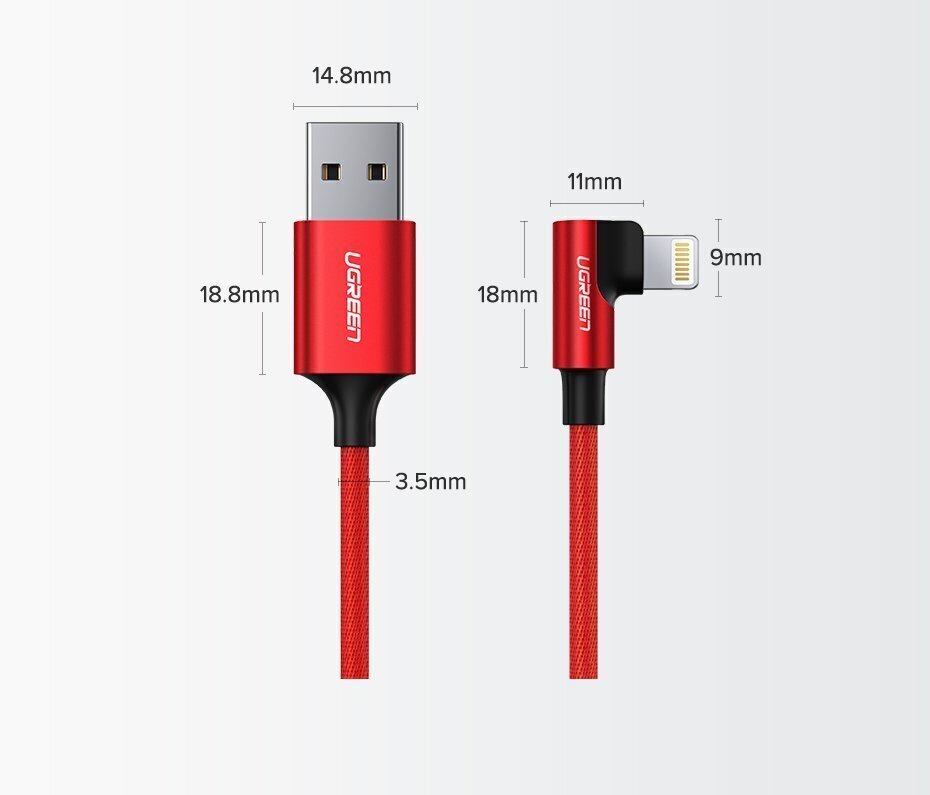 Kaabel Ugreen, USB - Lightning, 1 m цена и информация | Mobiiltelefonide kaablid | hansapost.ee