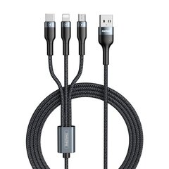 Universaalne laadija Remax RC-070th black 3in1 USB - Lightning / USB Type C / micro USB 1.2m, must hind ja info | Mobiiltelefonide kaablid | hansapost.ee