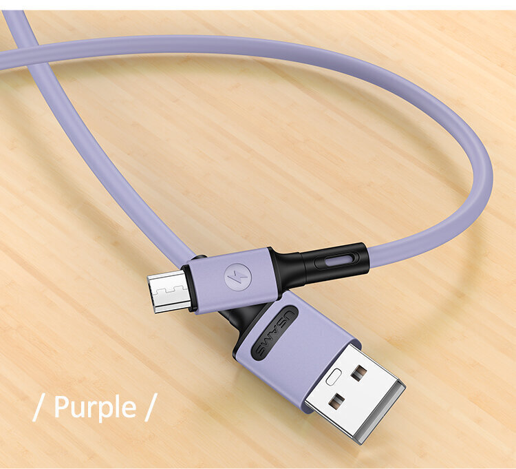 Kaabel USB/Micro USB USAMS, lilla, 100cm hind ja info | Mobiiltelefonide kaablid | hansapost.ee