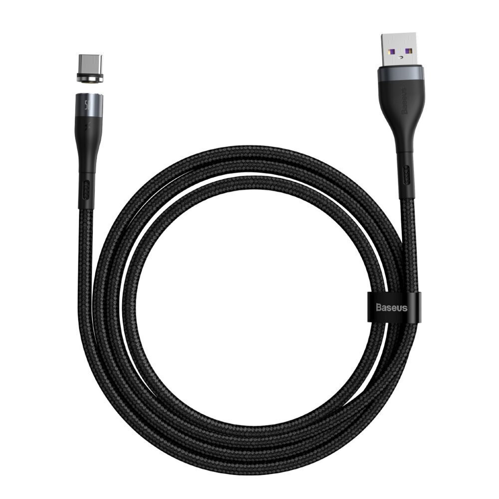 Baseus Zinc USB - USB Type C magnetic data charging cable Quick Charge AFC 1 m 5 A black and gray (CATXC-NG1) hind ja info | Mobiiltelefonide kaablid | hansapost.ee