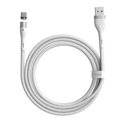 USB magnetic cable - USB-C Baseus Zinc 5A 1m (white) hind ja info | Mobiiltelefonide kaablid | hansapost.ee