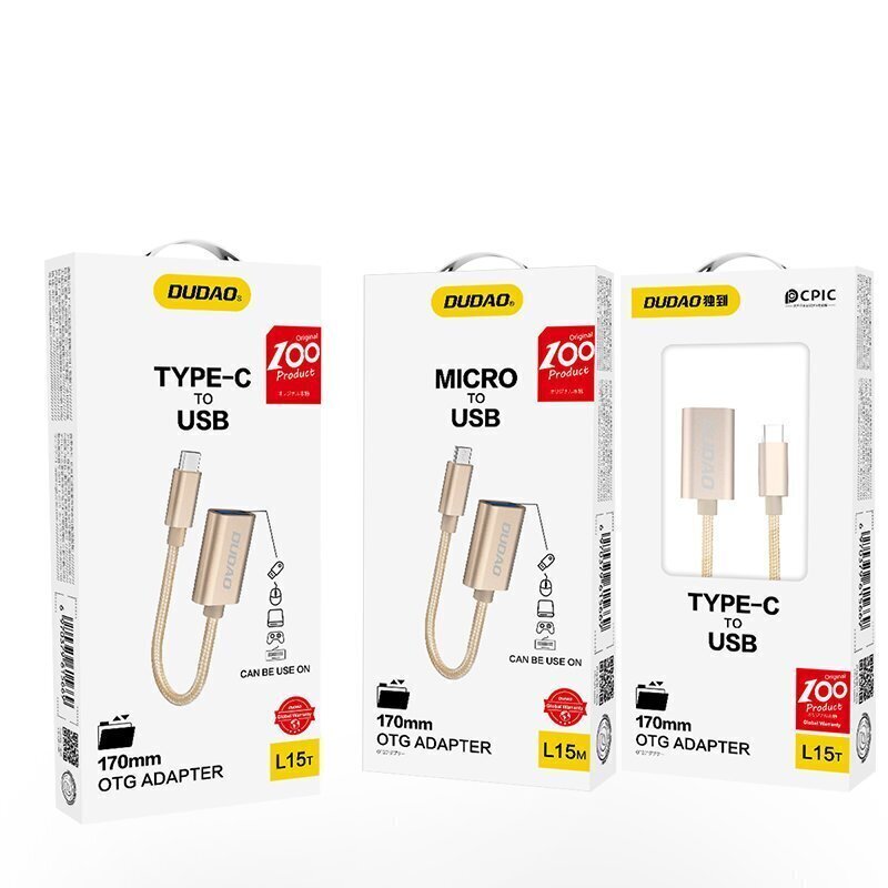 Dudao adapterkaabel OTG USB 2.0 kuni USB Type C hall (L15T) цена и информация | Mobiiltelefonide kaablid | hansapost.ee