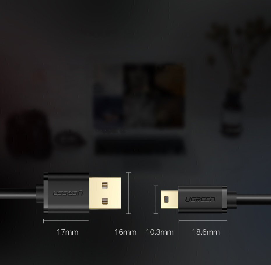 USB -kaabel UGREEN 480 Mbps 1 m, must цена и информация | Mobiiltelefonide kaablid | hansapost.ee