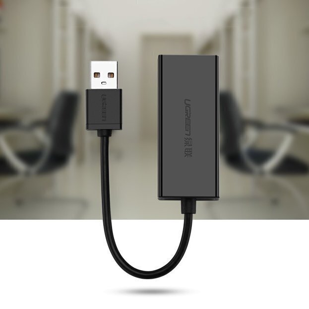 USB kaabel Ugreen 2.0 100 Mbps Ethernet external network adapter, juodas (CR110 20254) hind ja info | Mobiiltelefonide kaablid | hansapost.ee