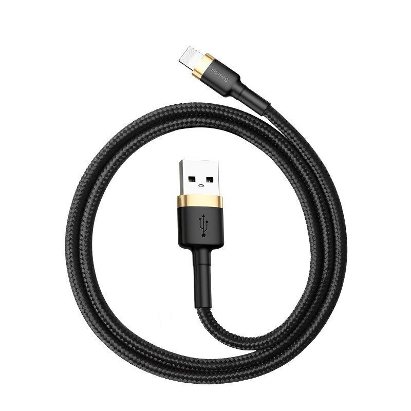 Kaabel Baseus Cafule USB Lightning 1.5 A 2m, kuldne/must цена и информация | Mobiiltelefonide kaablid | hansapost.ee