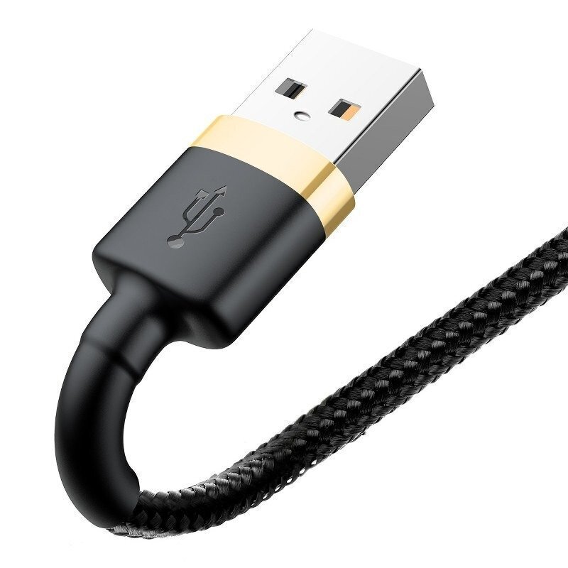 Kaabel Baseus Cafule USB Lightning 1.5 A 2m, kuldne/must цена и информация | Mobiiltelefonide kaablid | hansapost.ee