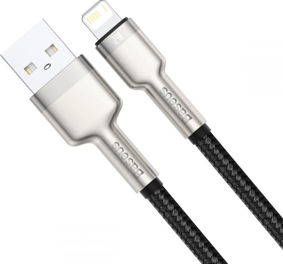 Kaabel Baseus Cafule Series USB to IP 2.4A 1m, must цена и информация | Mobiiltelefonide kaablid | hansapost.ee