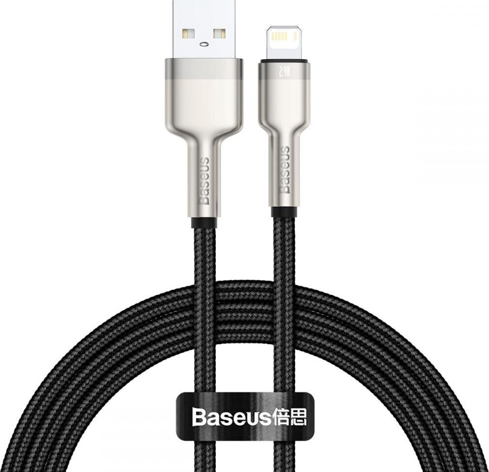 Kaabel Baseus Cafule Series USB to IP 2.4A 1m, must цена и информация | Mobiiltelefonide kaablid | hansapost.ee