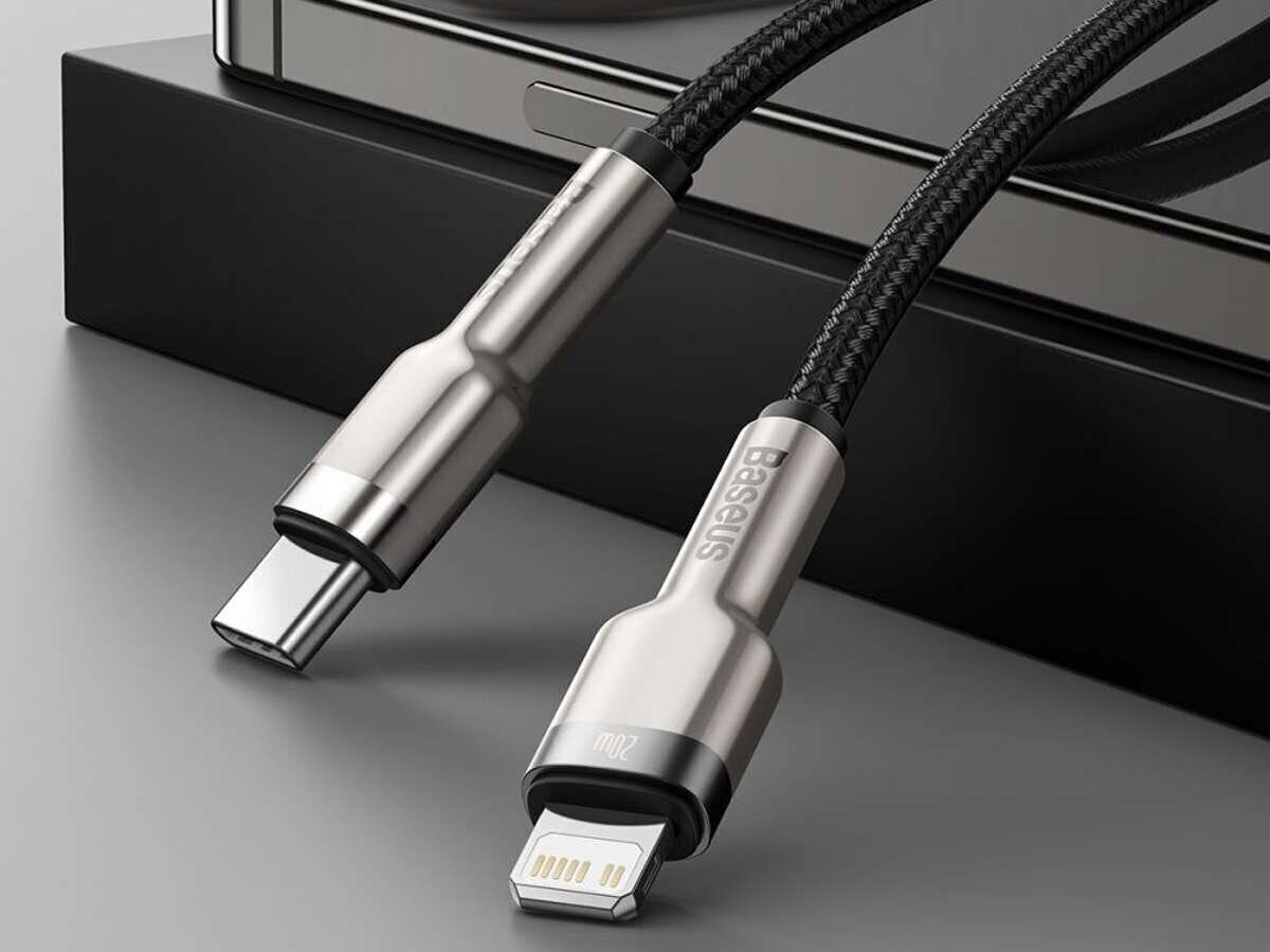 USB-C cable for Lightning Baseus Cafule, PD, 20W, 2m (black) hind ja info | Mobiiltelefonide kaablid | hansapost.ee